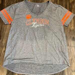Knights Apparel Women's Gray and Orange Clemson Tee